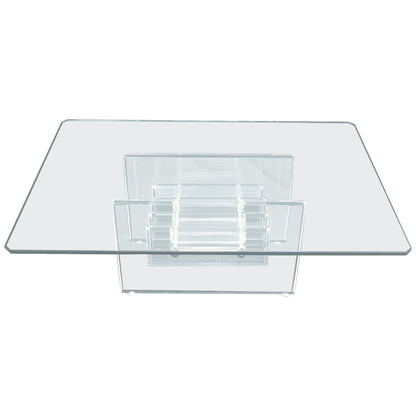 EstablishedLines Mid Century Thick Polished Lucite Rectangle Glass Top Coffee Center Table MINT!