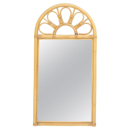 EstablishedLines Blond Bamboo Ratan Dome Top Shape Mid Century Modern Wall Mirror MINT!