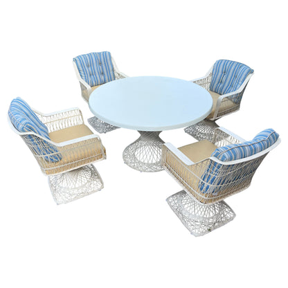 EstablishedLines Spun Fiberglass 5 Pieces Round Dining Table 4 Chair Russel Woodard Outdoor Set