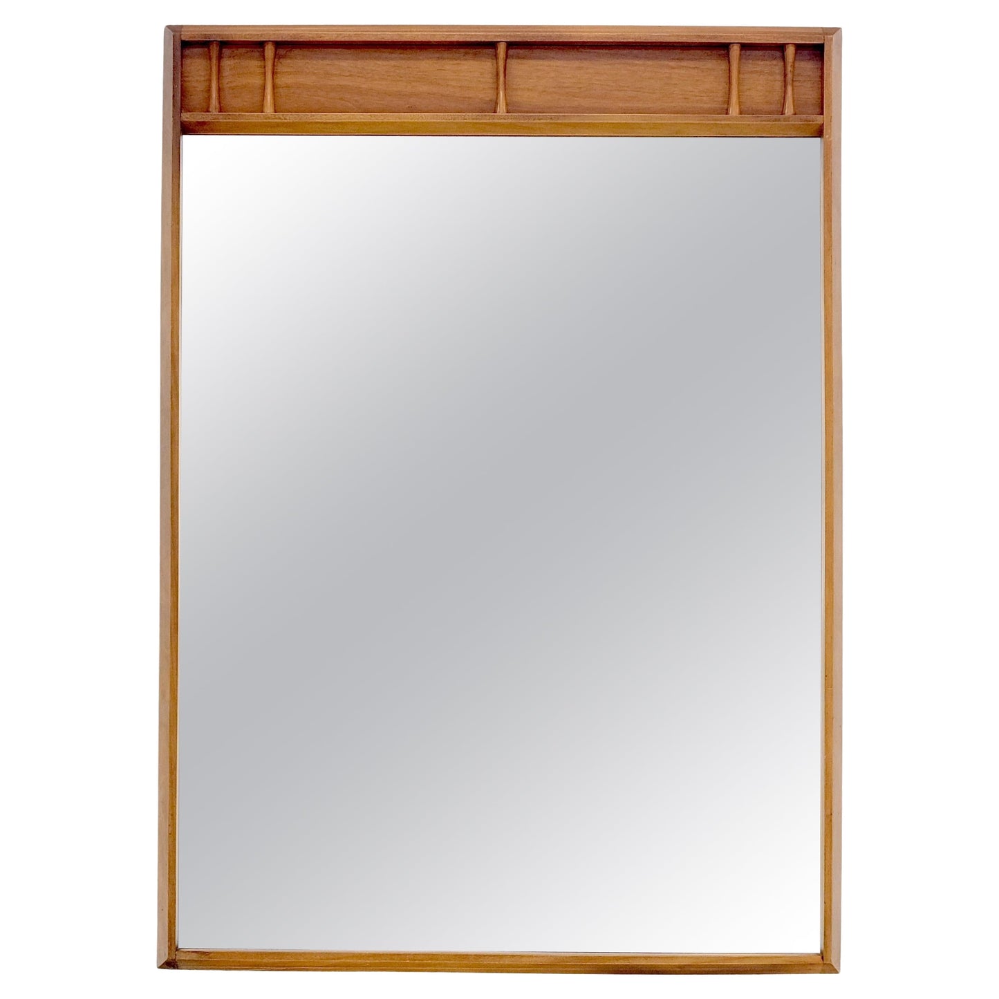 American Mid Century Modern Light Walnut Rectangle Wall Mirror MINT!