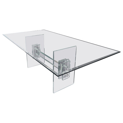 Large 7' Long 3/4" glass Top Thick Lucite Base Dining Conference Table