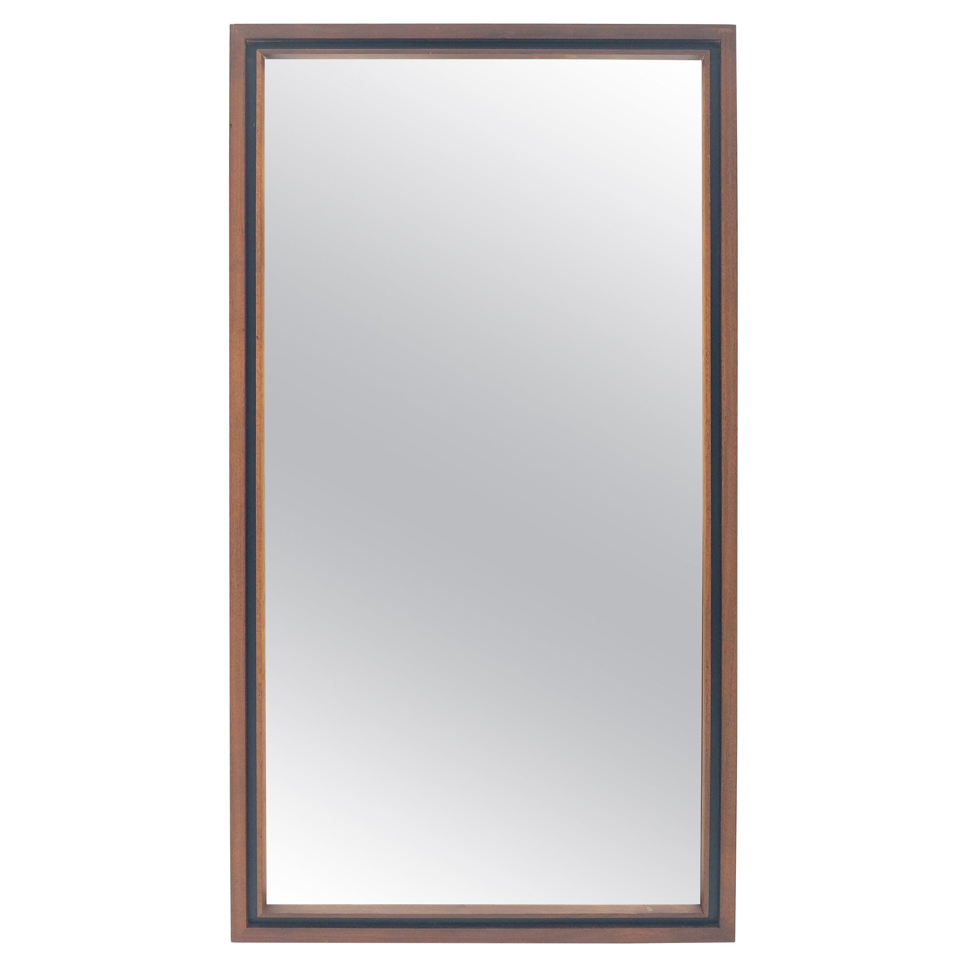 EstablishedLines Mid Century Modern c1970s Oiled Walnut 25x46 Rectangle Wall Mirror Mint