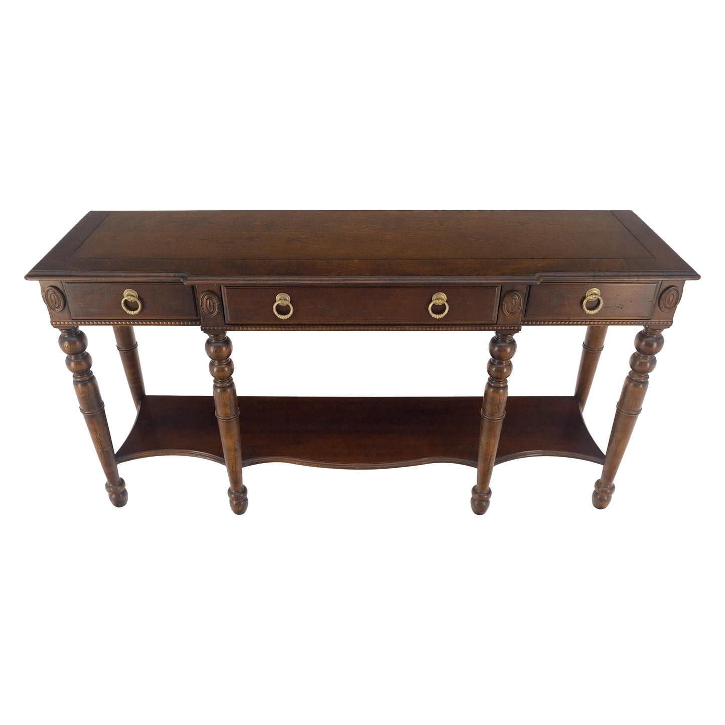 EstablishedLines Spanish Colonial Style 3 Drawers 60" Wide Console Table Credenza Brass Pulls