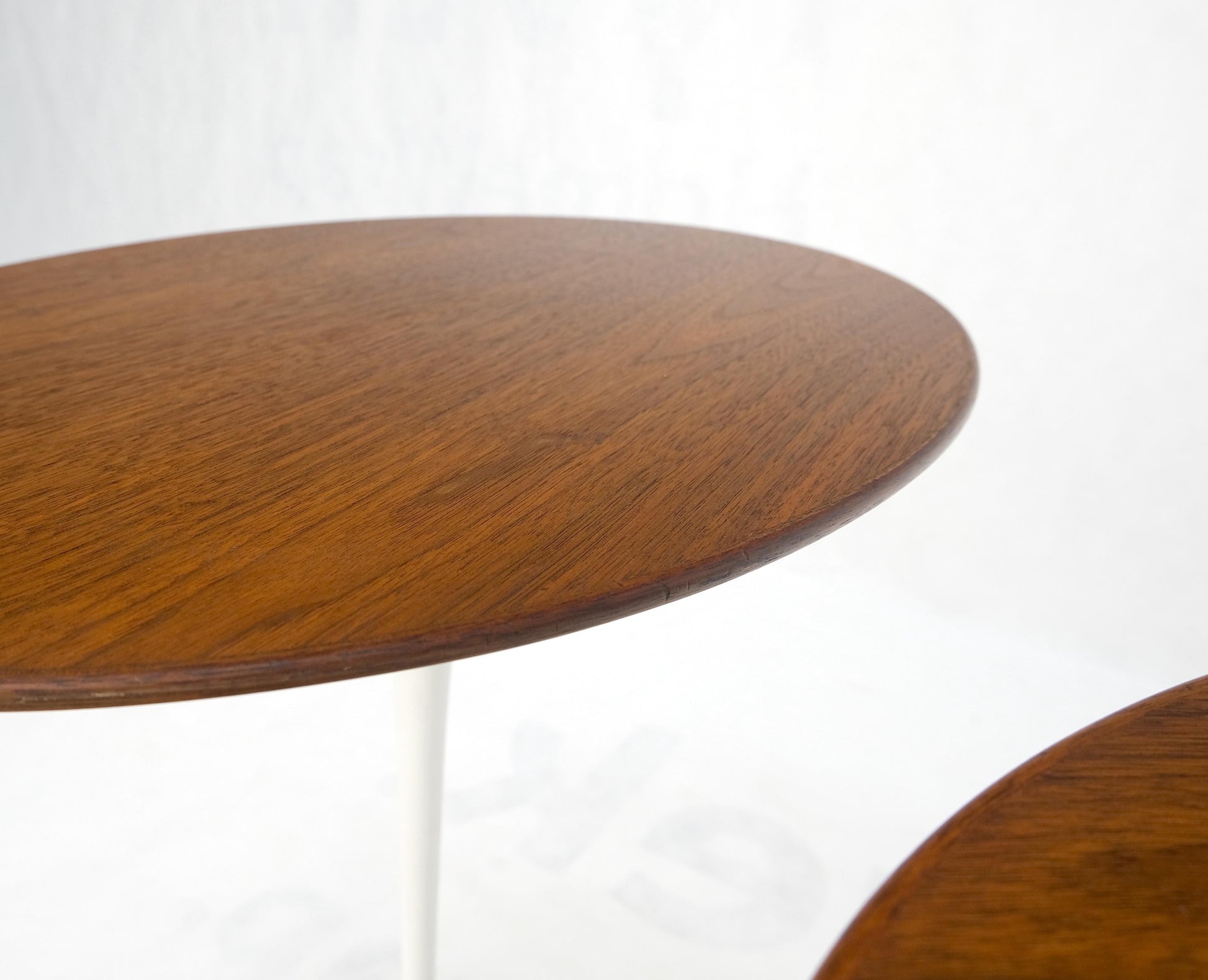 EstablishedLines Pair of Knoll Saarinen Oval Walnut Tulip Side End Tables Stands Mint!
