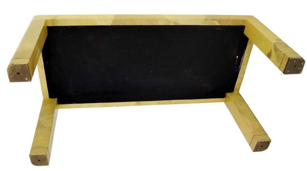 EstablishedLines Mid-Century Modern Lacquered Goat Skin Parchment Coffee Table Brass Feet MINT