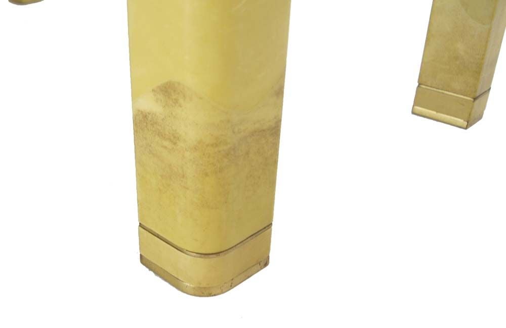 EstablishedLines Mid-Century Modern Lacquered Goat Skin Parchment Coffee Table Brass Feet MINT