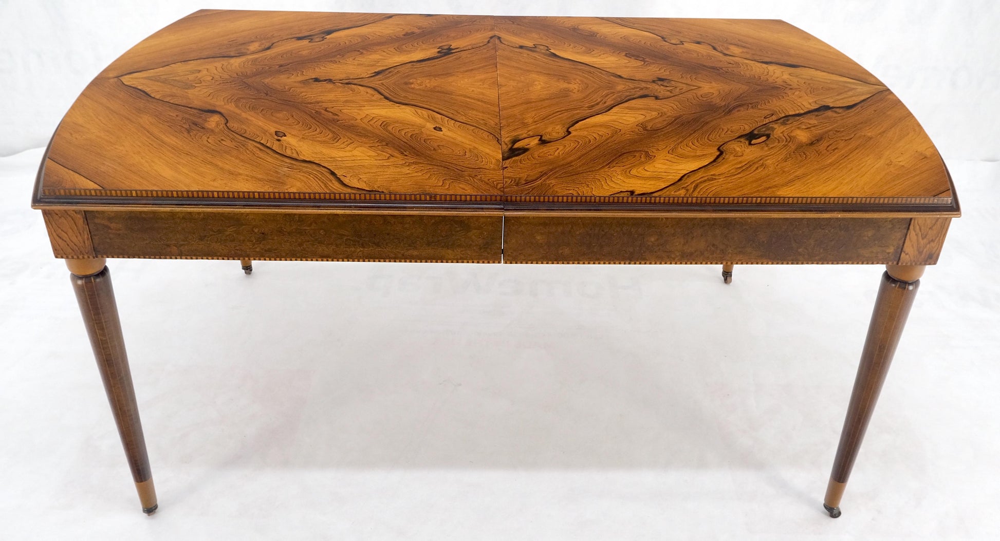 EstablishedLines French Art Deco Phenomenal Rosewood Pattern Compact Dining Table 3 Leaves MINT