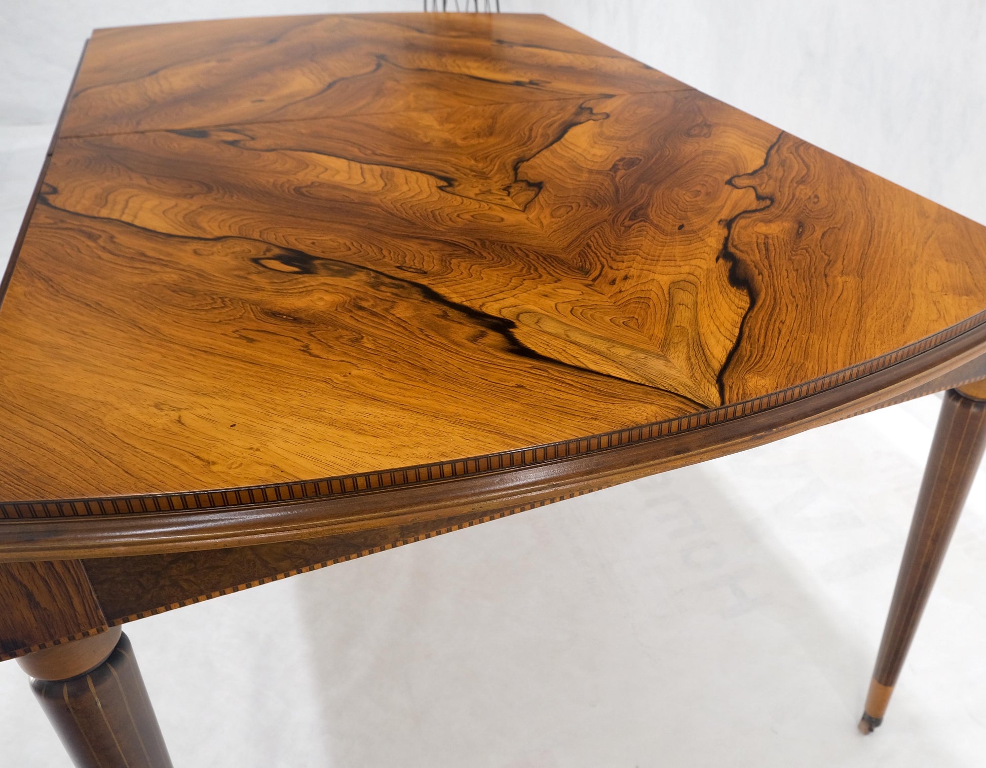 EstablishedLines French Art Deco Phenomenal Rosewood Pattern Compact Dining Table 3 Leaves MINT