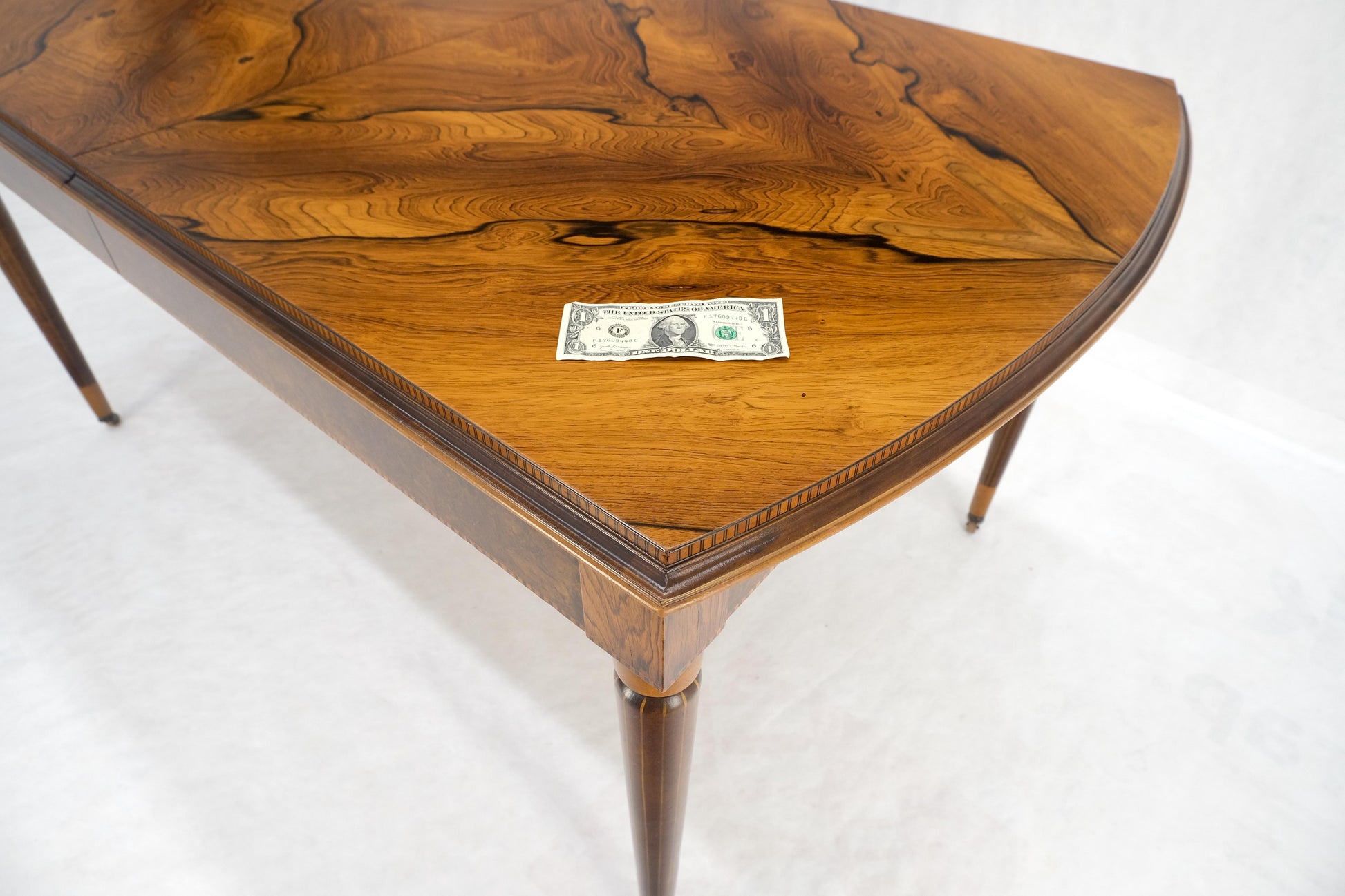 EstablishedLines French Art Deco Phenomenal Rosewood Pattern Compact Dining Table 3 Leaves MINT