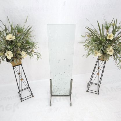 EstablishedLines Decorative Floral Scene Theme Molded Glass Panel w/ Wrought Iron Stand Base MINT