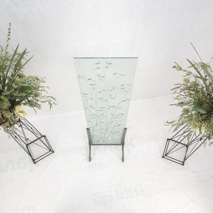 EstablishedLines Decorative Floral Scene Theme Molded Glass Panel w/ Wrought Iron Stand Base MINT