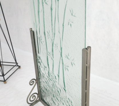 EstablishedLines Decorative Floral Scene Theme Molded Glass Panel w/ Wrought Iron Stand Base MINT