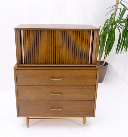 EstablishedLines American Walnut Two Part Dresser High Chest W Tambour Door Compartment Mint!