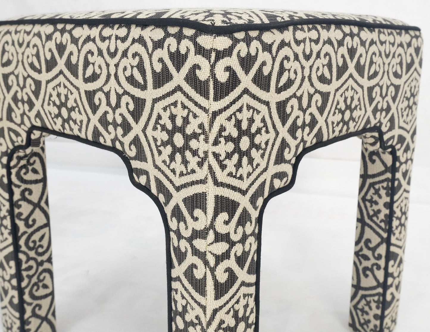 EstablishedLines Pair of Square Upholstered Black & White Benches in Style of Billy Baldwin