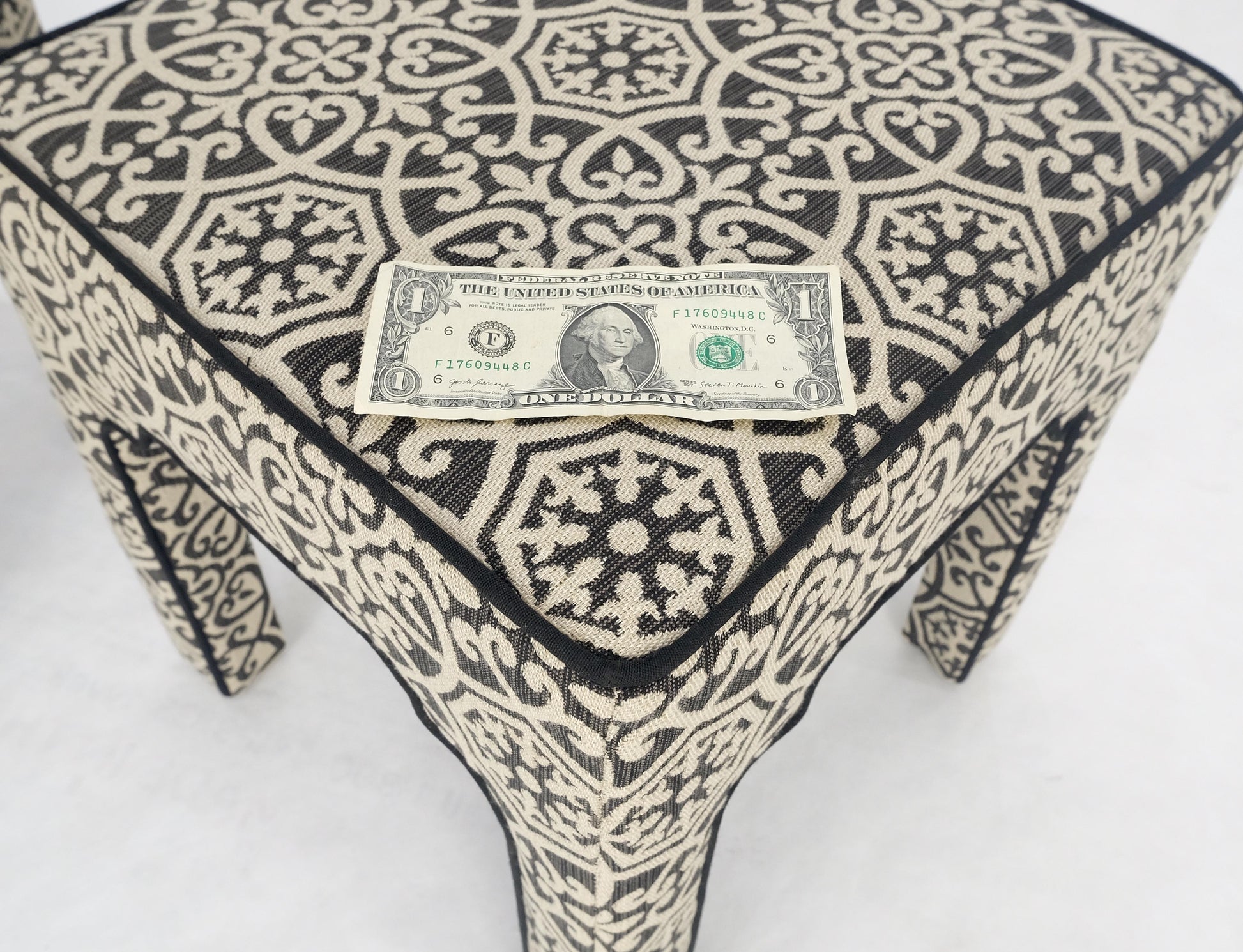 EstablishedLines Pair of Square Upholstered Black & White Benches in Style of Billy Baldwin