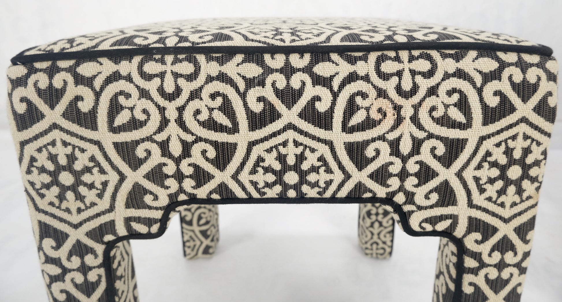 EstablishedLines Pair of Square Upholstered Black & White Benches in Style of Billy Baldwin