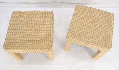 EstablishedLines Pair of Square Upholstered Cream & White Benches in Style of Billy Baldwin MINT