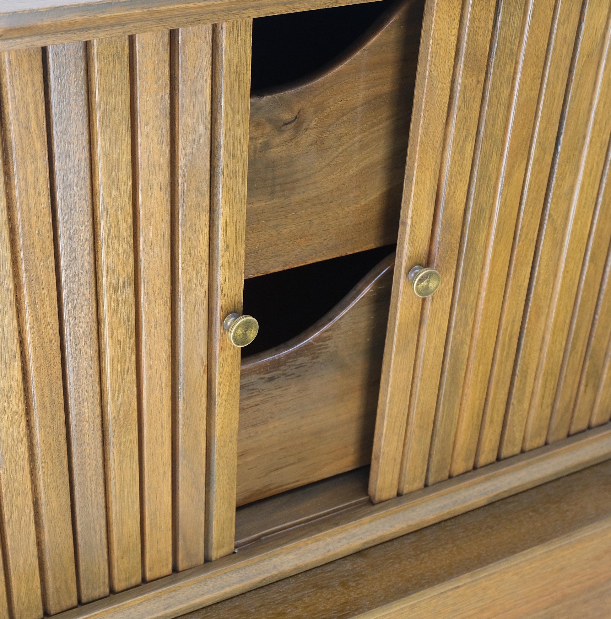 EstablishedLines American Walnut Two Part Dresser High Chest W Tambour Door Compartment Mint!