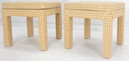 EstablishedLines Pair of Square Upholstered Cream & White Benches in Style of Billy Baldwin MINT