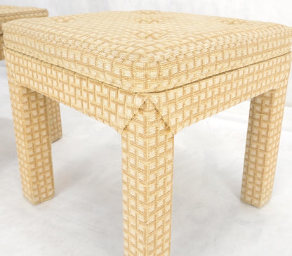 EstablishedLines Pair of Square Upholstered Cream & White Benches in Style of Billy Baldwin MINT