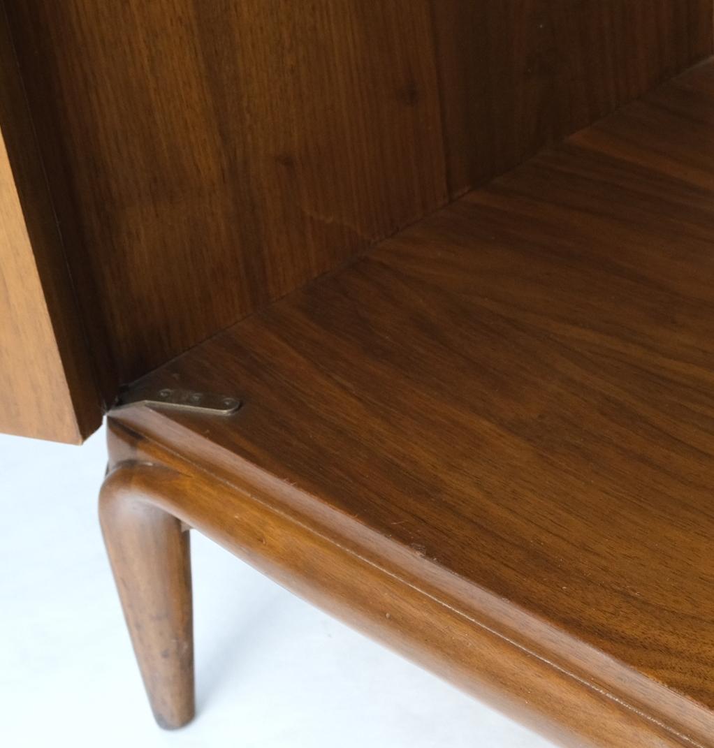 EstablishedLines Pair of Walnut Carved Modern Ornament Front Door End Table Night Stands Mint