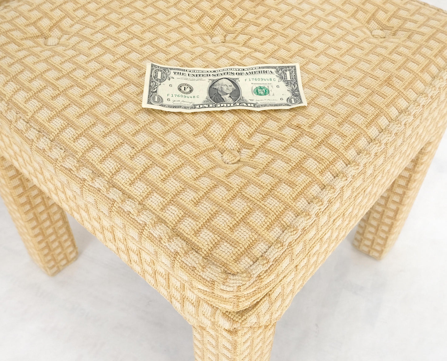 EstablishedLines Pair of Square Upholstered Cream & White Benches in Style of Billy Baldwin MINT