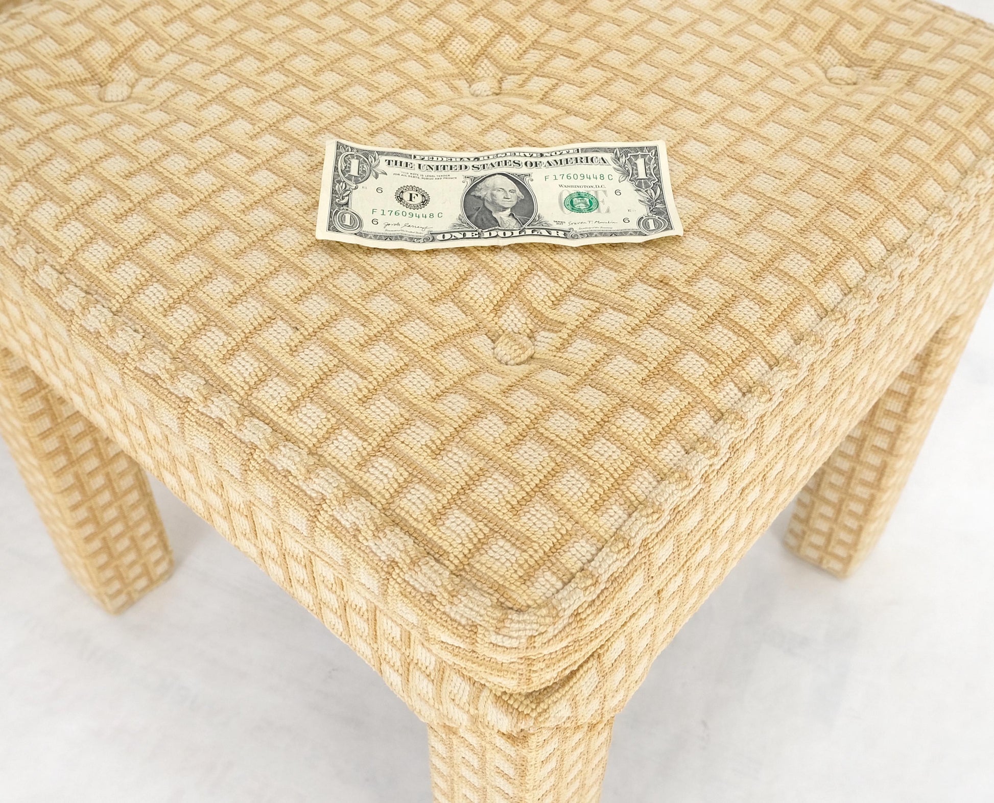 EstablishedLines Pair of Square Upholstered Cream & White Benches in Style of Billy Baldwin MINT