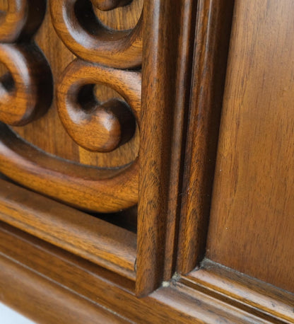 EstablishedLines Pair of Walnut Carved Modern Ornament Front Door End Table Night Stands Mint