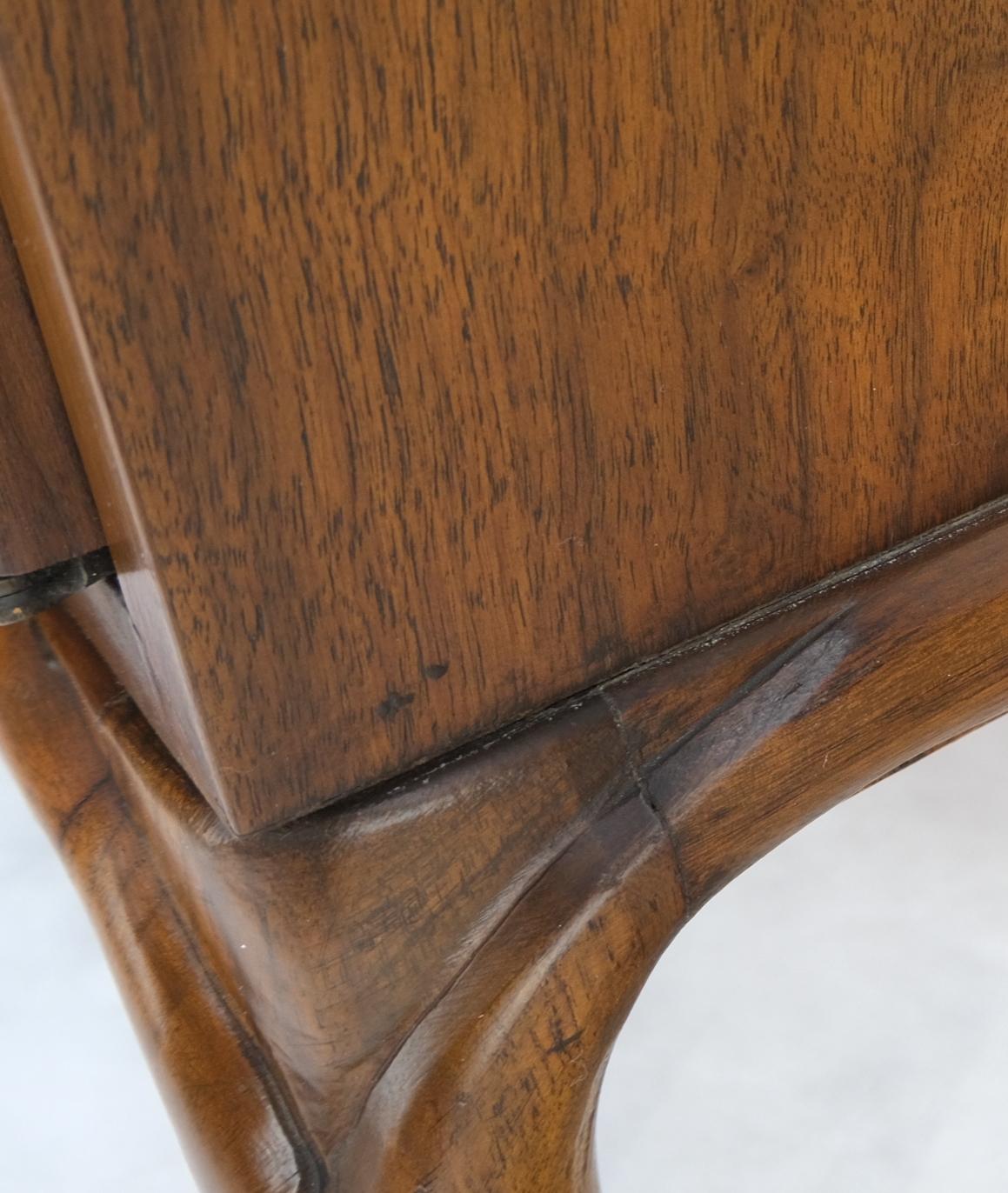 EstablishedLines Pair of Walnut Carved Modern Ornament Front Door End Table Night Stands Mint