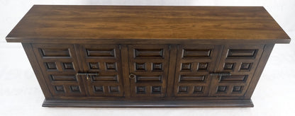 Raised Panel 5 Doors 4 Drawers Mid Century Modern Dark Chestnut Dresser Credenza