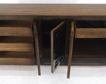 Raised Panel 5 Doors 4 Drawers Mid Century Modern Dark Chestnut Dresser Credenza