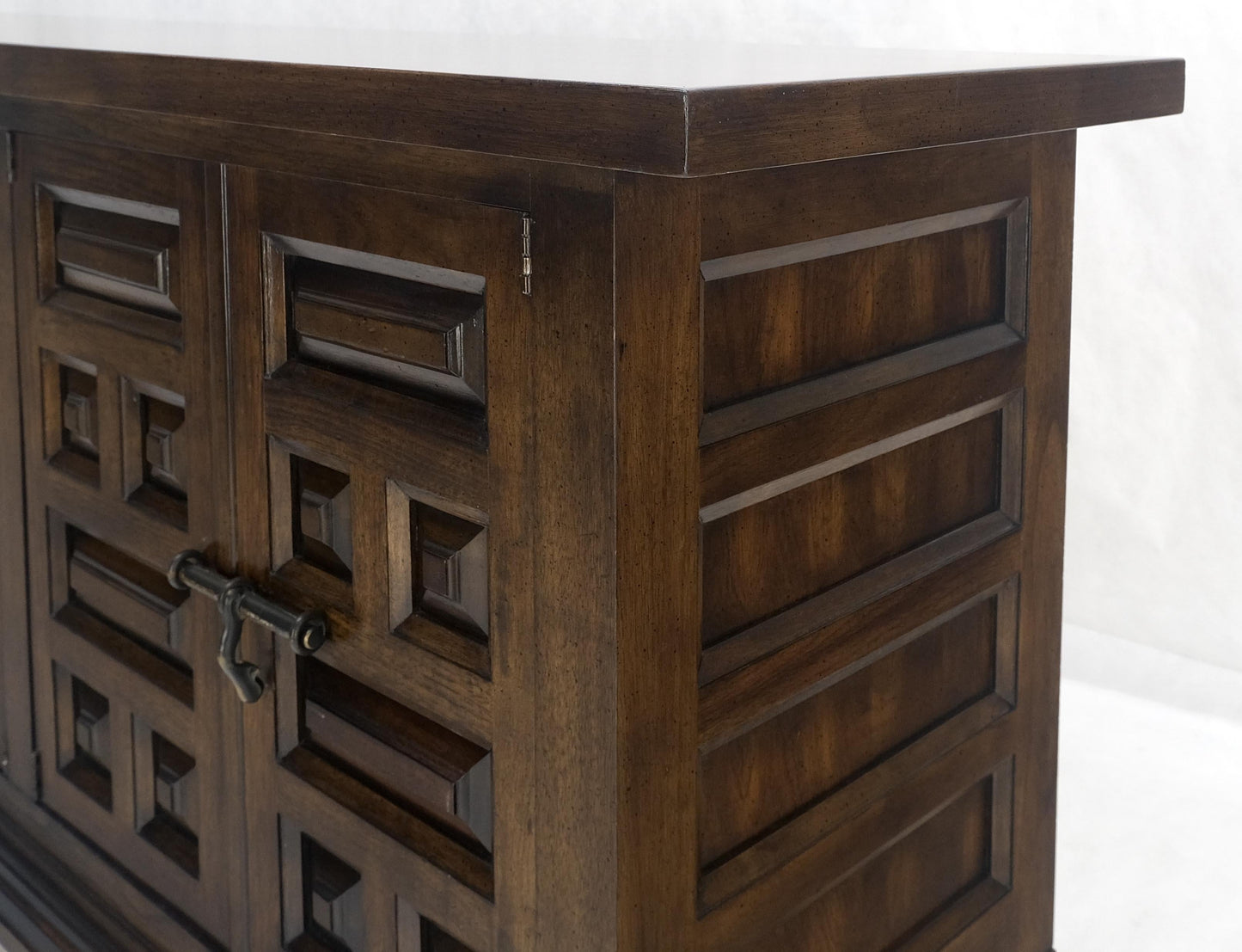 Raised Panel 5 Doors 4 Drawers Mid Century Modern Dark Chestnut Dresser Credenza
