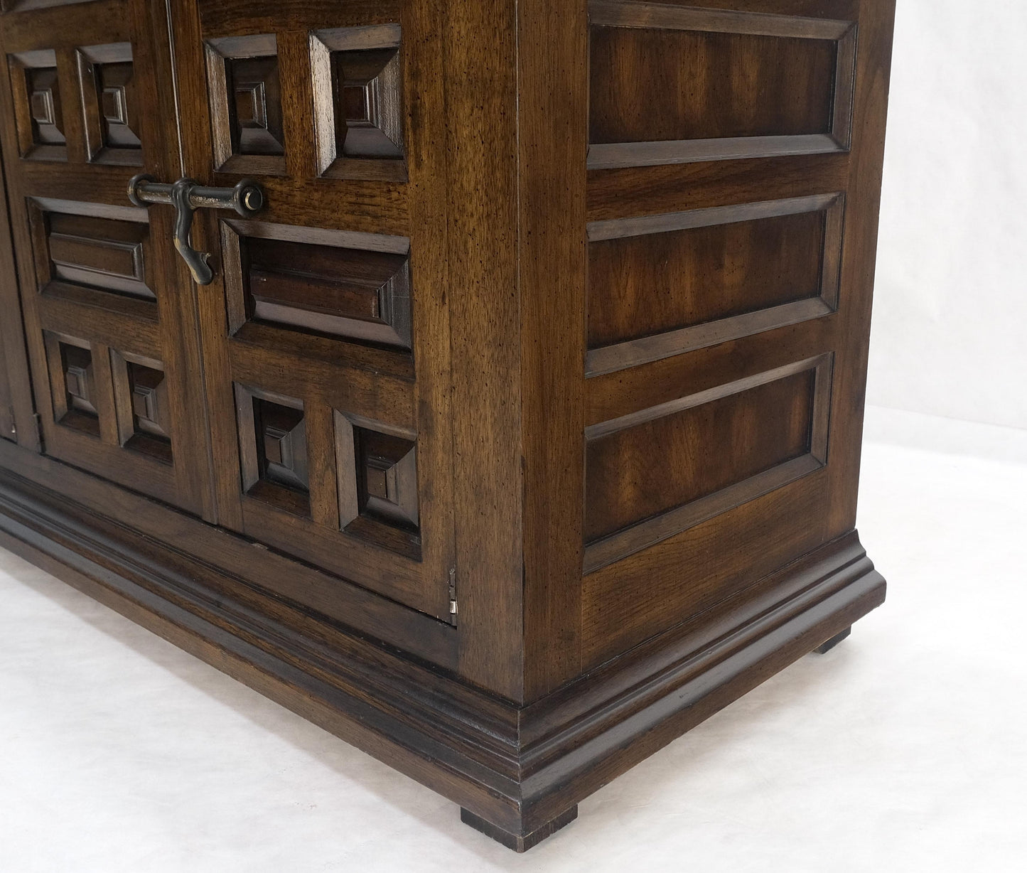 Raised Panel 5 Doors 4 Drawers Mid Century Modern Dark Chestnut Dresser Credenza