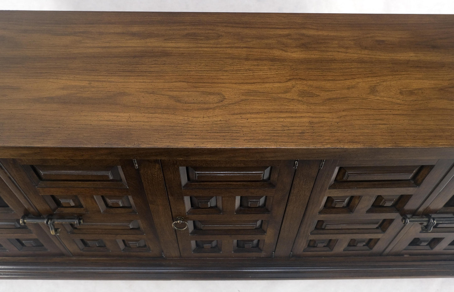 Raised Panel 5 Doors 4 Drawers Mid Century Modern Dark Chestnut Dresser Credenza