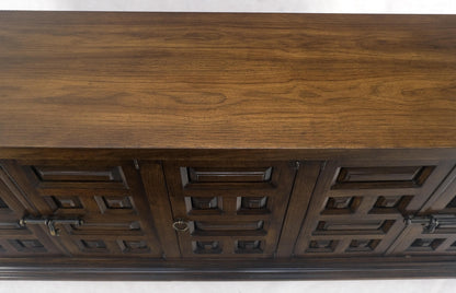 Raised Panel 5 Doors 4 Drawers Mid Century Modern Dark Chestnut Dresser Credenza