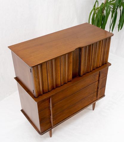 EstablishedLines American Mid-Century Modern Walnut Sculptural 7 Drawers High Chest Dresser Mint!