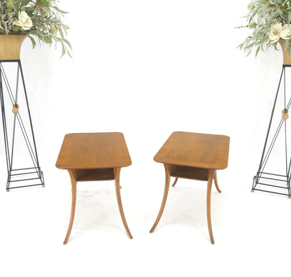EstablishedLines Pair of Rectangle Light Walnut Klismos End Side Tables by Gibings for Widdicomb