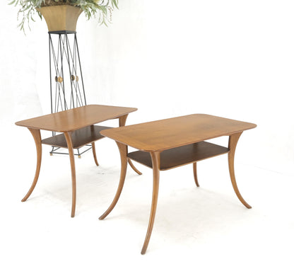EstablishedLines Pair of Rectangle Light Walnut Klismos End Side Tables by Gibings for Widdicomb