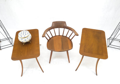 EstablishedLines Pair of Rectangle Light Walnut Klismos End Side Tables by Gibings for Widdicomb