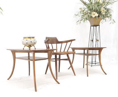 EstablishedLines Pair of Rectangle Light Walnut Klismos End Side Tables by Gibings for Widdicomb