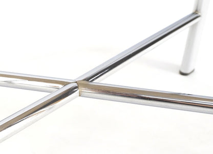 EstablishedLines Chrome X Base Travertine Top Mid-Century Modern Rectangle Side End Table Stand