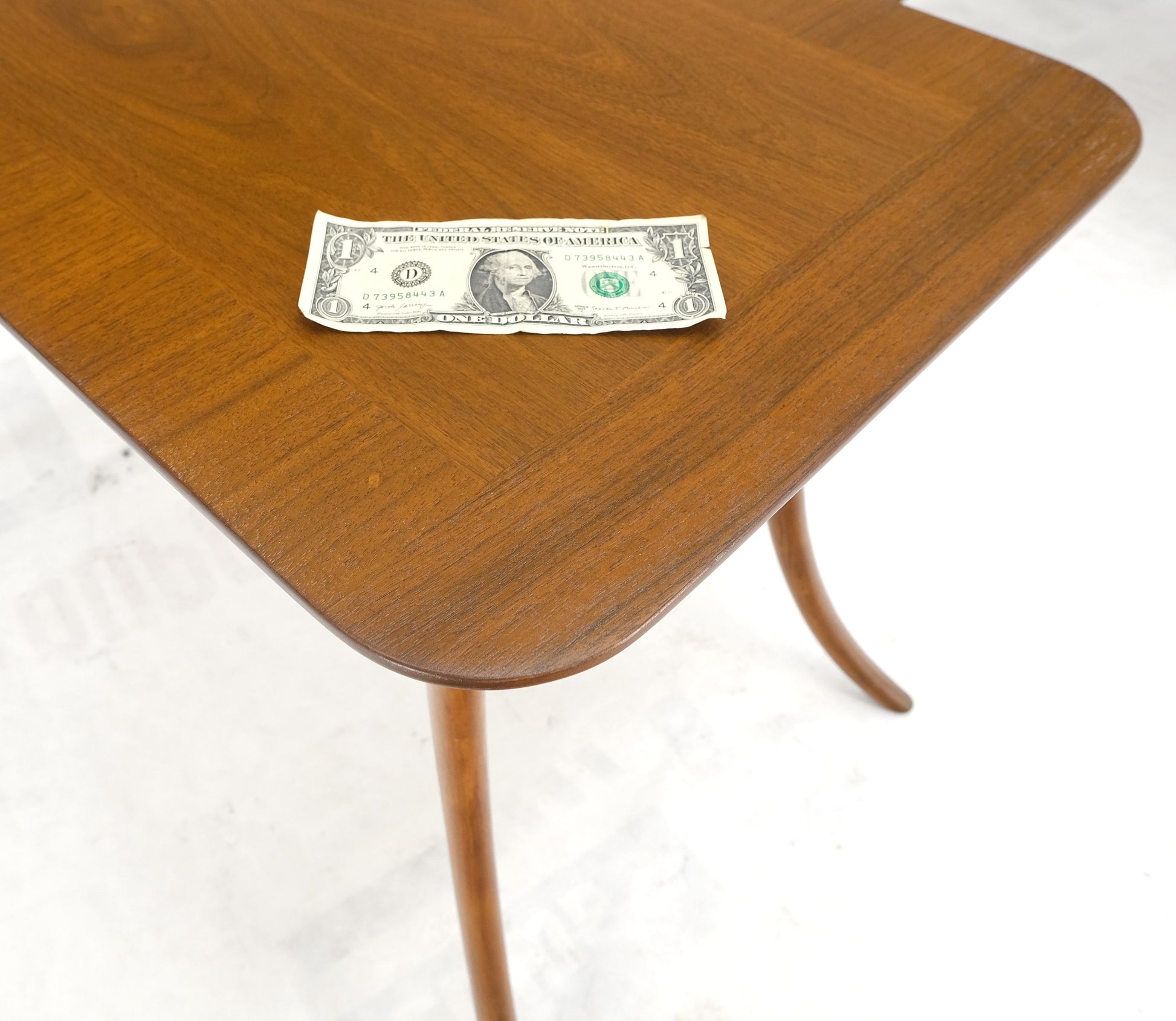 EstablishedLines Pair of Rectangle Light Walnut Klismos End Side Tables by Gibings for Widdicomb