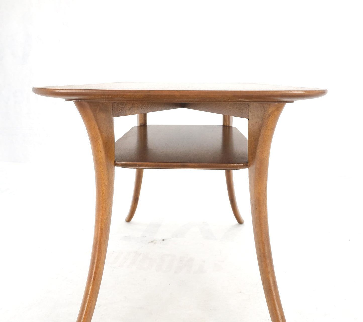 EstablishedLines Pair of Rectangle Light Walnut Klismos End Side Tables by Gibings for Widdicomb