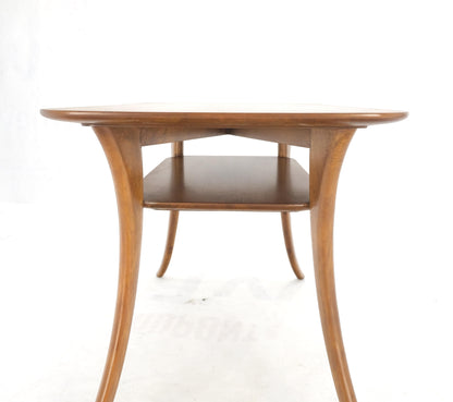 EstablishedLines Pair of Rectangle Light Walnut Klismos End Side Tables by Gibings for Widdicomb