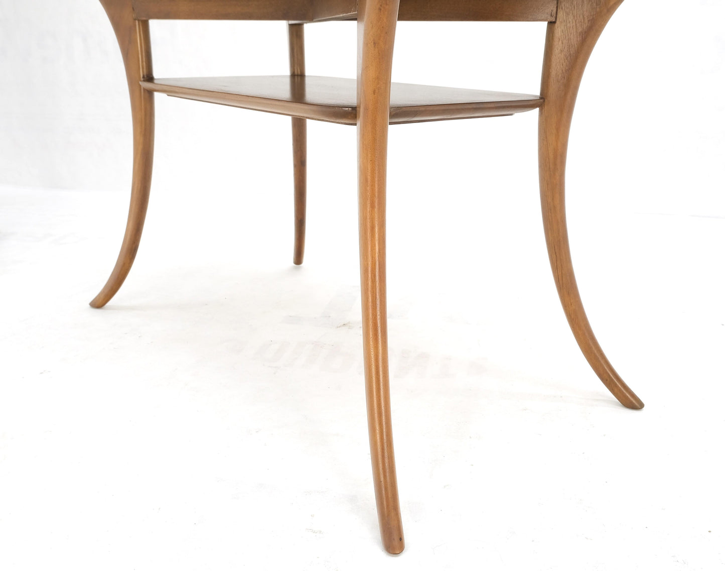 EstablishedLines Pair of Rectangle Light Walnut Klismos End Side Tables by Gibings for Widdicomb
