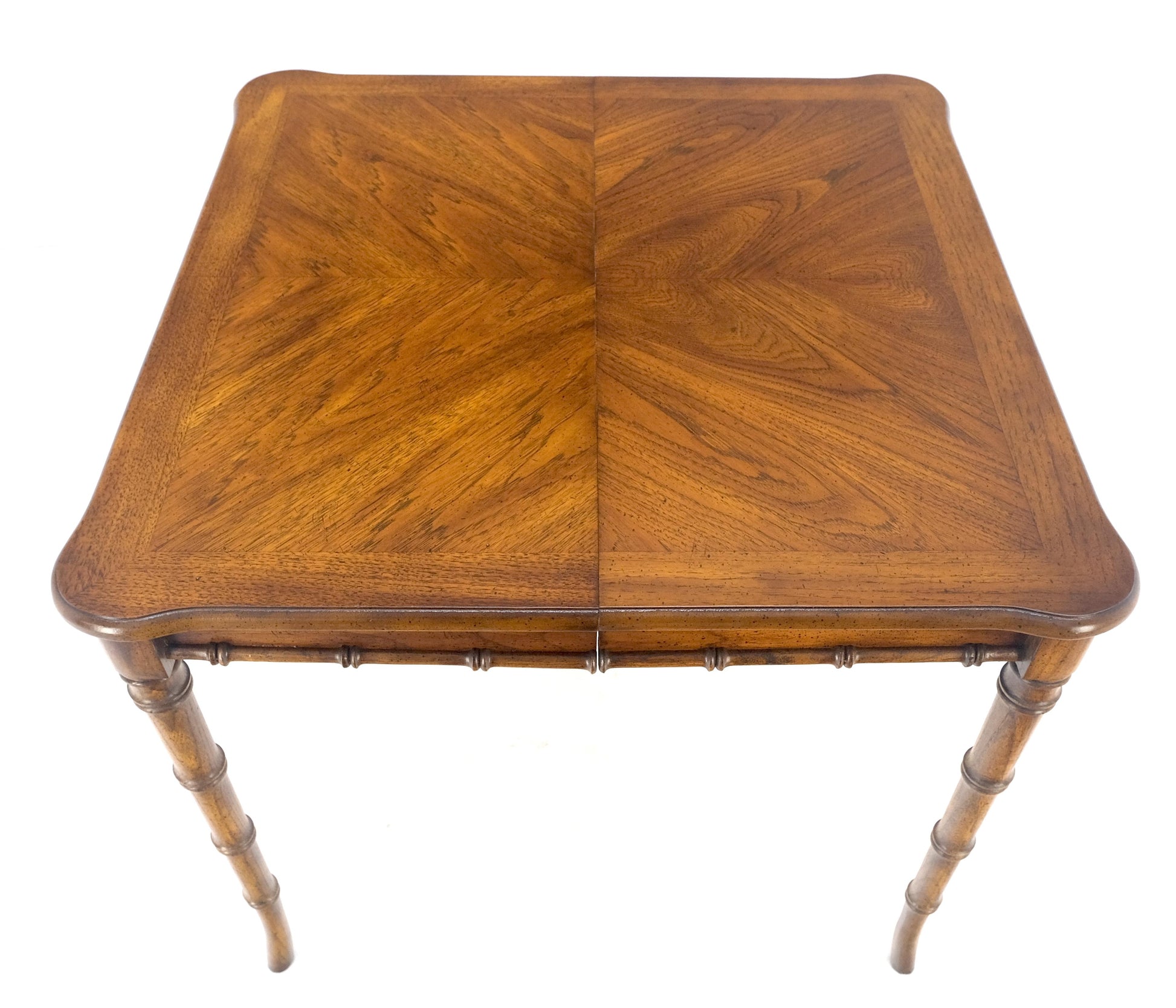 EstablishedLines Faux Bamboo Compact Dining 34x34 Game Table 1 Leaf  4 Chairs Set MINT!