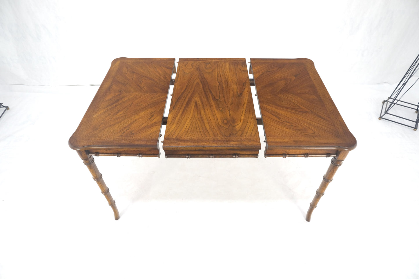 EstablishedLines Faux Bamboo Compact Dining 34x34 Game Table 1 Leaf  4 Chairs Set MINT!