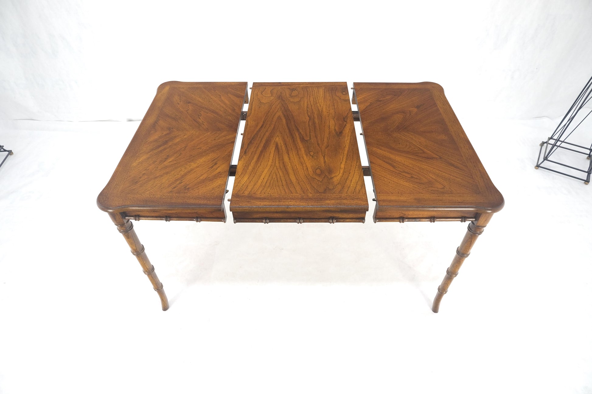 EstablishedLines Faux Bamboo Compact Dining 34x34 Game Table 1 Leaf  4 Chairs Set MINT!