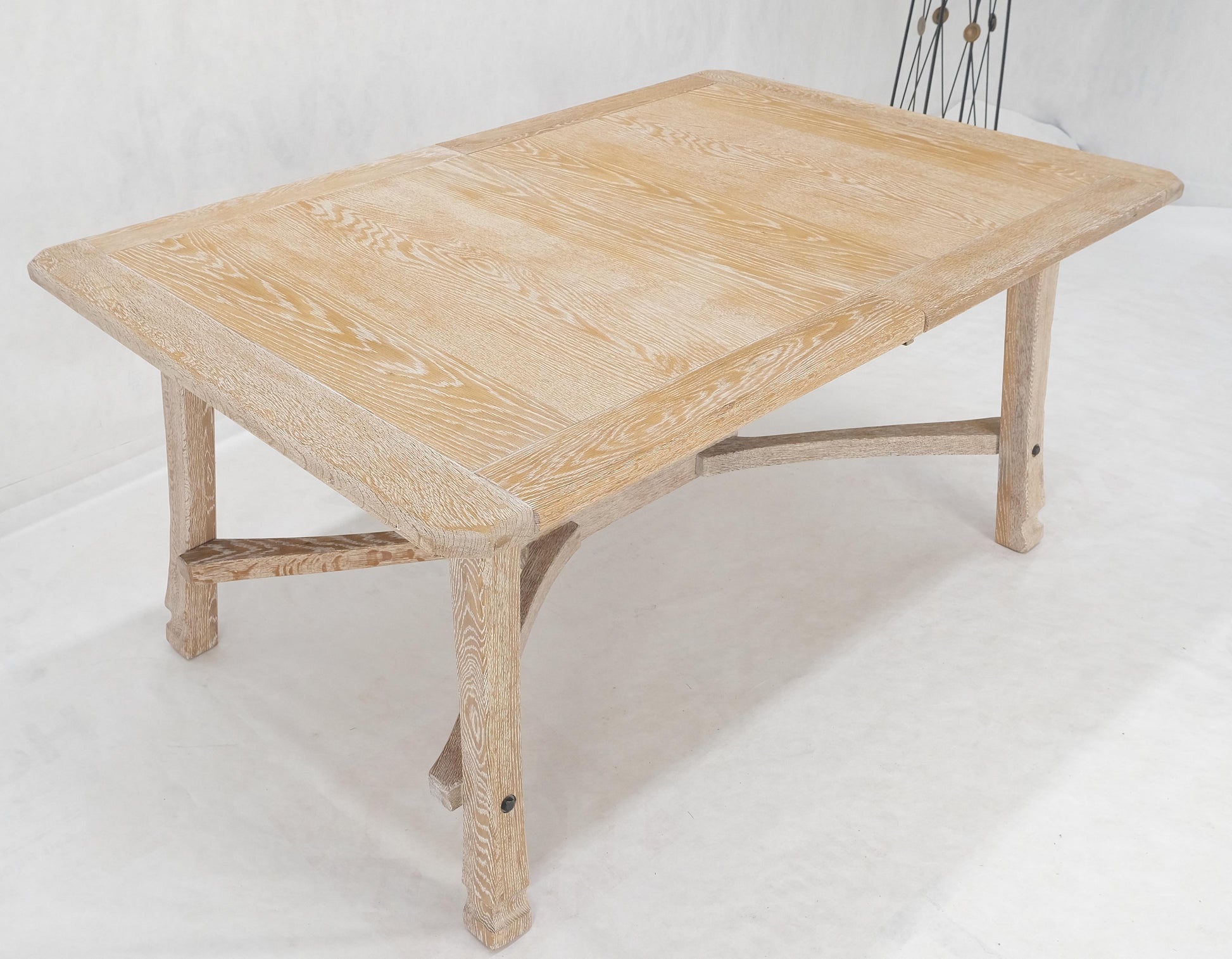 EstablishedLines MCM Arts & Crafts Cerused Oak Dining Table w/ 12" Extension Leaf Board Mint
