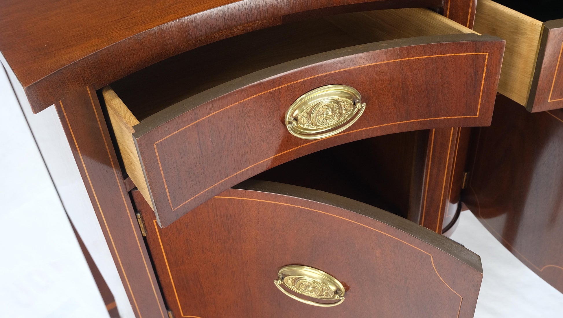EstablishedLines Full Size Pencil Inlaid Mahogany Federal SideBoard Server Buffet by Baker MINT!